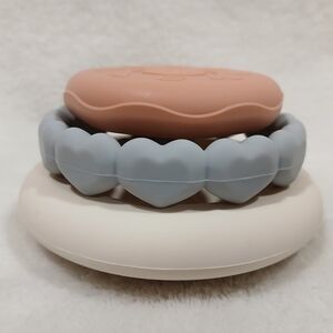 Moonkie Stacking Teething Rings Pastel Silicone Infant Toddler Toy Montessori